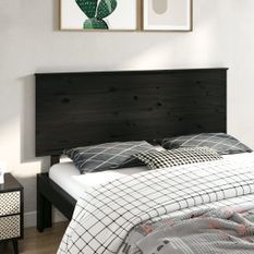 Tête de lit Noir 164x6x82,5 cm Bois massif de pin