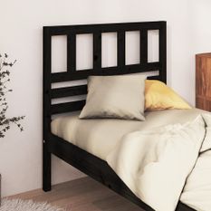 Tête de lit Noir 81x4x100 cm Bois massif de pin