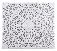 Tête de lit provençale bois sculpté peint blanc Flaria 160