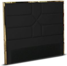 Tête de lit simili cuir noir et effet laiton Delhie 160 cm