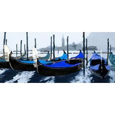 Tête de lit Tissu Gondoles à Venise Bleue L 160 x H 70 cm