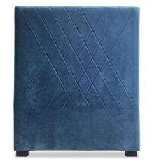 Tête de lit velours bleu coutures en diagonale Madie 90