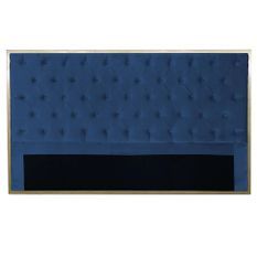 Tête de lit velours bleu et métal doré Riella 180 cm