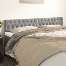 Têtes de lit 2 pcs gris clair 90x7x78/88 cm velours