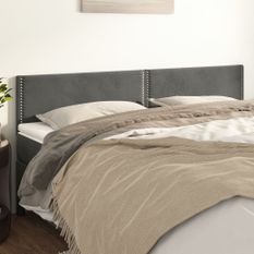 Têtes de lit 2 pcs gris foncé 100x5x78/88 cm velours