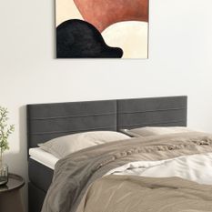 Têtes de lit 2 pcs gris foncé 72x5x78/88 cm velours