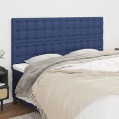 Têtes de lit 4 pcs Bleu 100x5x78/88 cm Tissu