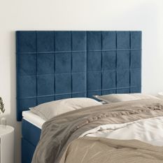 Têtes de lit 4 pcs Bleu foncé 72x5x78/88 cm Velours