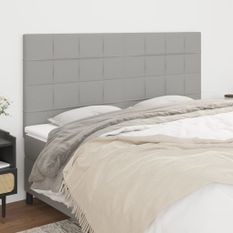 Têtes de lit 4 pcs Gris clair 100x5x78/88 cm Tissu