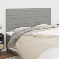 Têtes de lit 4 pcs Gris clair 80x5x78/88 cm Tissu