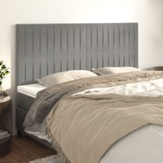 Têtes de lit 4 pcs Gris clair 80x5x78/88 cm Velours