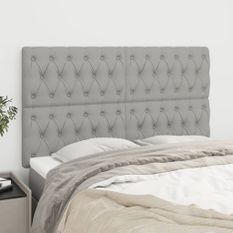 Têtes de lit 4 pcs Gris clair 80x7x78/88 cm Tissu