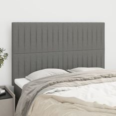 Têtes de lit 4 pcs Gris foncé 72x5x78/88 cm Tissu