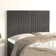 Têtes de lit 4 pcs Gris foncé 72x5x78/88 cm Velours