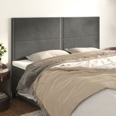 Têtes de lit 4 pcs Gris foncé 90x5x78/88 cm Velours