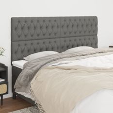 Têtes de lit 4 pcs Gris foncé 90x7x78/88 cm Tissu