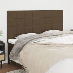 Têtes de lit 4 pcs Marron foncé 100x5x78/88 cm Tissu