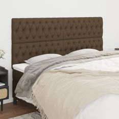 Têtes de lit 4 pcs Marron Foncé 90x7x78/88 cm Tissu