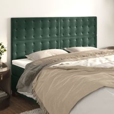 Têtes de lit 4 pcs Vert foncé 100x5x78/88 cm Velours