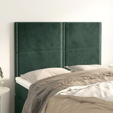 Têtes de lit 4 pcs Vert foncé 72x5x78/88 cm Velours