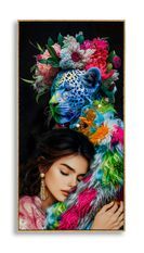 Toile laquée moira avec cadre -b- 52 x 4 x 102 cm