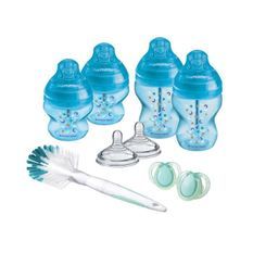 Tommee Tippee - Kit Naissance Biberons Anti-Colique Avancé - Tétine valve Anti-Colique débit lent - 150 et 260 ml - Bleu