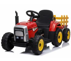 Tracteur enfant avec remorque électrique 12V rouge