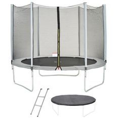 Trampoline MAXI ECO Ø 300 cm Gris - Filet, Echelle, Couverture de Protection