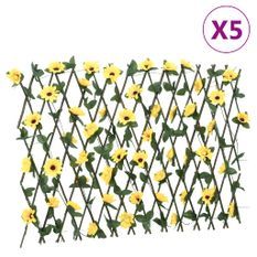 Treillis de lierre artificiel extensible 5 pcs jaune 180x60 cm