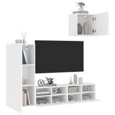 Unités murales TV 4 pcs blanc bois d'ingénierie