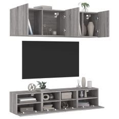 Unités murales TV 5 pcs sonoma gris bois d'ingénierie