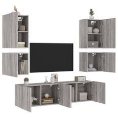 Unités murales TV 6 pcs sonoma gris bois d'ingénierie