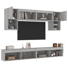 Unités murales TV avec LED 6 pcs gris sonoma bois d'ingénierie