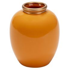 Vase artisanal haut de gamme en céramique orange et doré BOKA – H 34 cm