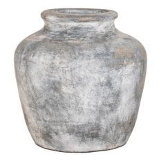 Vase décoratif antique en terre cuite gris clair SANTO – H 30 cm