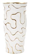 Vase décoratif céramique blanche lignes dorées LIA