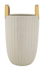 Vase décoratif céramique blanche relief carrés dorés compact MARA