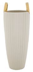 Vase décoratif céramique blanche relief carrés dorés design MARA