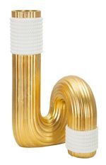 Vase décoratif résine dorée blanc design compact SULLY