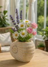 Vase en sable coquillage -a- cm 33x19x23 (trou cm ø 13)