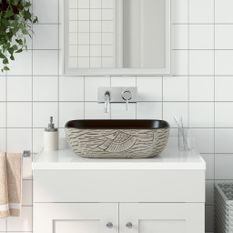 Vasque à poser gris/noir rectangulaire 48x37,5x13,5cm céramique
