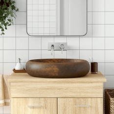 Vasque à poser marron ovale 59x40x15 cm céramique