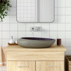 Vasque à poser violet et gris ovale 59x40x14 cm céramique