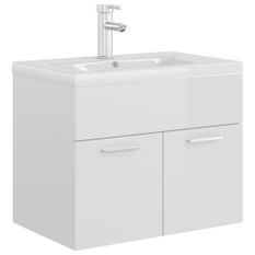 Vasque avec lavabo intégré 60 cm Blanc brillant