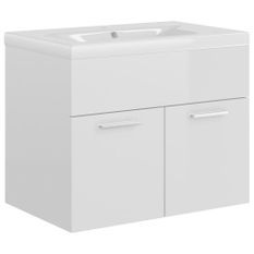 Vasque avec lavabo intégré 60 cm Blanc brillant 2