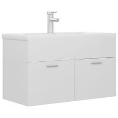 Vasque avec lavabo intégré 80 cm Blanc brillant