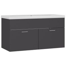 Vasque avec lavabo intégré 90 cm Gris 2