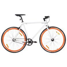 Vélo à pignon fixe blanc et orange 700c 55 cm
