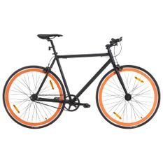 Vélo à pignon fixe noir et orange 700c 51 cm