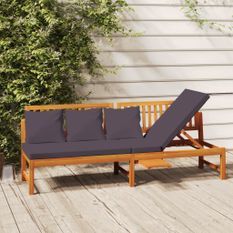vidaxL Lit de jour avec coussin gris 200x60x75 cm Bois d'acacia solide
